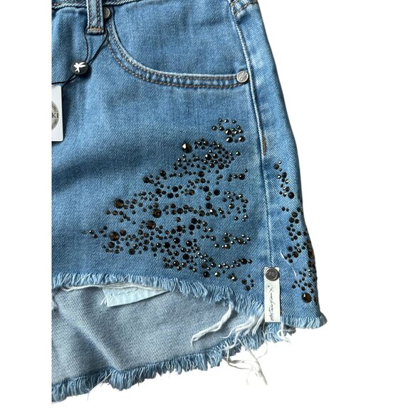 ONE TEASPOON Crystal Rocks Swarovski Collab Denim Shorts Sz 28 NEW - Picture 6 of 9